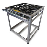 Fogão Industrial 4 Bocas Duplas 30x30 Perfil 7 Em Aço Inox