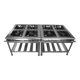 Fogão Industrial 8 Bocas Baixa Pressão Centro Inox 40x40