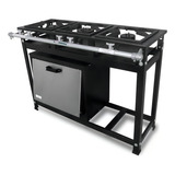 Fogão Industrial Cristal Aço Economy 3 Bocas Com Forno Com Porta Cega Preto
