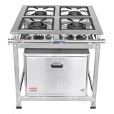 Fogão Industrial De Piso 4 Bocas C Forno 90l Aço Inox 30x30