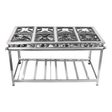 Fogão Inox 8 Bocas Baixa Pressão 30x30 Industrial Itajobi