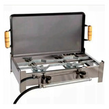 Fogão Inox Fogareiro Duas Bocas Chapa Kit Gás Max002 Gás