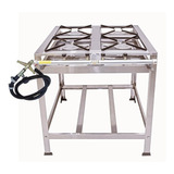 Fogao Inox Industrial 4 Bocas 5 Caulin C Registro Mangueira