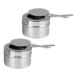 Fogareiro Acendedor 9cm Aço Inox Kit C 2 Pç Rechaud Fondue