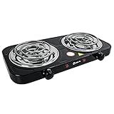 Fogareiro Elétrico Portátil Espiral Duplo 2 Bocas 2100W 110V Preto