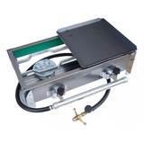 Fogareiro Fogão Mini Inox 2 Bocas 1 2 Chapa Camping Kit Gás