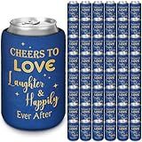 FoldTier Decoração De Lata De Casamento Cheers To Love Laughter And Happily Ever After Wedding Can Cooler Para Artigos De Casamento Chás De Noiva Noivados Despedidas De Solteira 100 Peças Azul