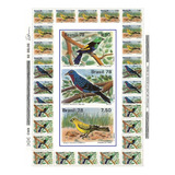 Folha Inteira Selo 1036 1038 Pássaros Proteção Fauna 3 Unid