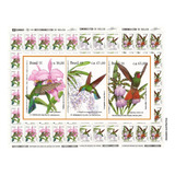 Folha Inteira Selo 1755 1756 1757 Orquídeas E Aves 3 Unid