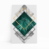 Folhas E Formas Geométricas Losango Quadro Canvas 100x150cm
