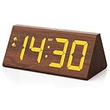 Fomobest Despertador Digital De Madeira Com Duas Portas De Carregamento USB DST Regulável Soneca Relógio De LED Moderno Para Quartos De Crianças Sala De Estar Mesa Cabeceira Mesa De Cabeceira