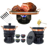 Fondue 30cm Retangular 2 De 800ml 6 Garfos 4 Tigelas