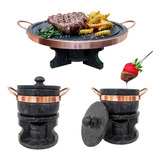 Fondue 37cm 1 De 800ml 1 De 500ml Pedra Sabão Curado