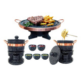 Fondue Carne 37cm Pedra Sabão 2 De 800ml 5 Tigelas