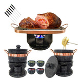Fondue De 30cm Retangular 2 De 800 Ml 4 Tigelas 6 Garfinhos