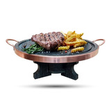 Fondue Kit 37 Cm Curado Rechô E Chapa De Carne Pedra Sabão