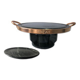 Fondue Para Carne Em Pedra Sabão 27cm Prato Raso 20 Cm