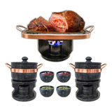 Fondue Retangular 2 Fondue 800ml 4 Tigela De Molho