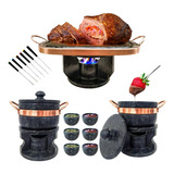 Fondue Retangular 2 Fondue 800ml 6 Tigelas 6 Garfinhos