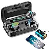 Fone De Ouvido Bluetooth 5 3 Intrauricular Sem Fio TWS 10 Power Bank Integrado Na Case De Carregamento Qualidade De Som Premium Visor De Led De Carregamento Compatível Com IPhone Galaxy Preto