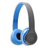 Fone De Ouvido Bluetooth P47 Wireless 5 0 Headphone Micro Sd Cor Azul Luz Azul