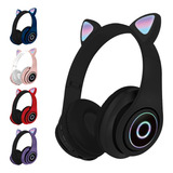 Fone De Ouvido Bluetooth Sem Fio Orelha Gato Cat Luzes Led