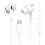 Fone De Ouvido Com Fio In ear Intra auricular Conexão Tipo C Compatível Com Samsung Galaxy S10 S20 S22 A70 Motorola Xiaomi iPhone 15 Cor Branco