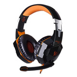 Fone De Ouvido Gamer Kotion G2000 Preto laranja Com Luz Led