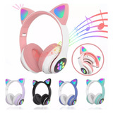 Fone De Ouvido Gatinho Bluetooth Infantil Led Menino Menina