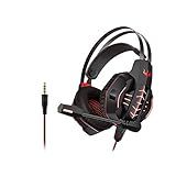 Fone De Ouvido Headset Gamer Para Jogos Com Fio De 3 5 Mm Com Som Estéreo Portátil E Luz LED Com Microfone Giratório Compatível Com PS4 Telefone PC Vermelho 
