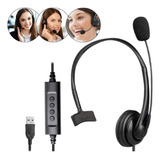 Fone De Ouvido Headset Usb Telemarketing Com Microfone Novo