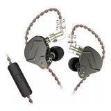 Fone De Ouvido In ear Gamer Kz Auriculares Retorno De Palco Cabo Trançado Zsn Pro Microfone Cinza