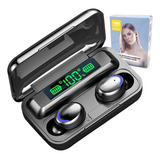 Fone De Ouvido In ear Sem Fio Via Euro Tws F9 5 01 Preto Com Luz Led