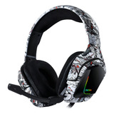 Fone De Ouvido Over ear Gamer Onikuma K20 Camuflagem Branca Com Luz Led