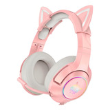 Fone De Ouvido Over ear Gamer Onikuma K9 Rosa Com Luz Rgb Cor Da Luz Rosa pálido