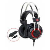 Fone De Ouvido Over ear Gamer Redragon Talos H601 Preto E Vermelho Com Luz Led