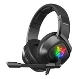 Fone De Ouvido Over ear Gamer Sem Fio Onikuma K19 Preto Com Luz Rgb Led