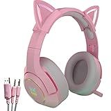 Fone De Ouvido ZSGG Com Fio Para Jogos Com Microfone Lindo Desenho De Orelha De Gato Brilhante Luz Piscante Fone De Ouvido Circum Auricular Ajustável Para Computador E Notebook