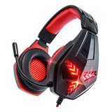 Fone Gamer Headset Led Aux P2 Usb Pc Note Ps4 Ps3 Xbox One X Cor Vermelho
