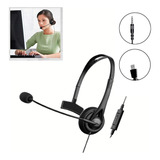 Fone Headset Call Center Telemarket Entrada Usb E Plug 3 5mm