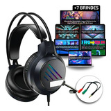 Fone Ouvido Headset Gamer Rgb Macio Confortável Pc Videogame