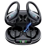 Fones De Ouvido Esportivos Sem Fio MERTTO- 90H Bluetooth 5-3 HiFi Stereo- Com Microfone HD- Cancelamento De Ruído ENC- Tela Dupla De LED- à Prova D-água IPX7- Preto