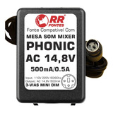 Fonte Ac 14 8v Para Mesa De Som Mixer Phonic Am125 Am125fx