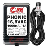 Fonte Ac 16 8v 1a Para Mesa Som Mixer Phonic Mm1705 Mm1805