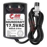 Fonte Ac 17 5v Para Mesa Mixer Soundcraft Sx802fx Sx1602fx