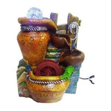 Fonte Água Cascata Relaxante Decorativa Balde Moinho Led Cor Colorida Bivolt