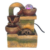 Fonte Água Decorativa Pedra Relaxante Led Floresta Moinho