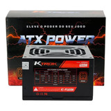 Fonte Atx Ktrok Kt ps600w 600w Real 80 bronze Pfc Ativo