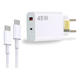 Fonte Carregador Duplo Turbo 45w Cabo Tipo C Para Xiaomi