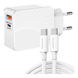 Fonte Carregador Turbo Cabo Reforçado 60w 2 Metros Tipo C Cor Branco